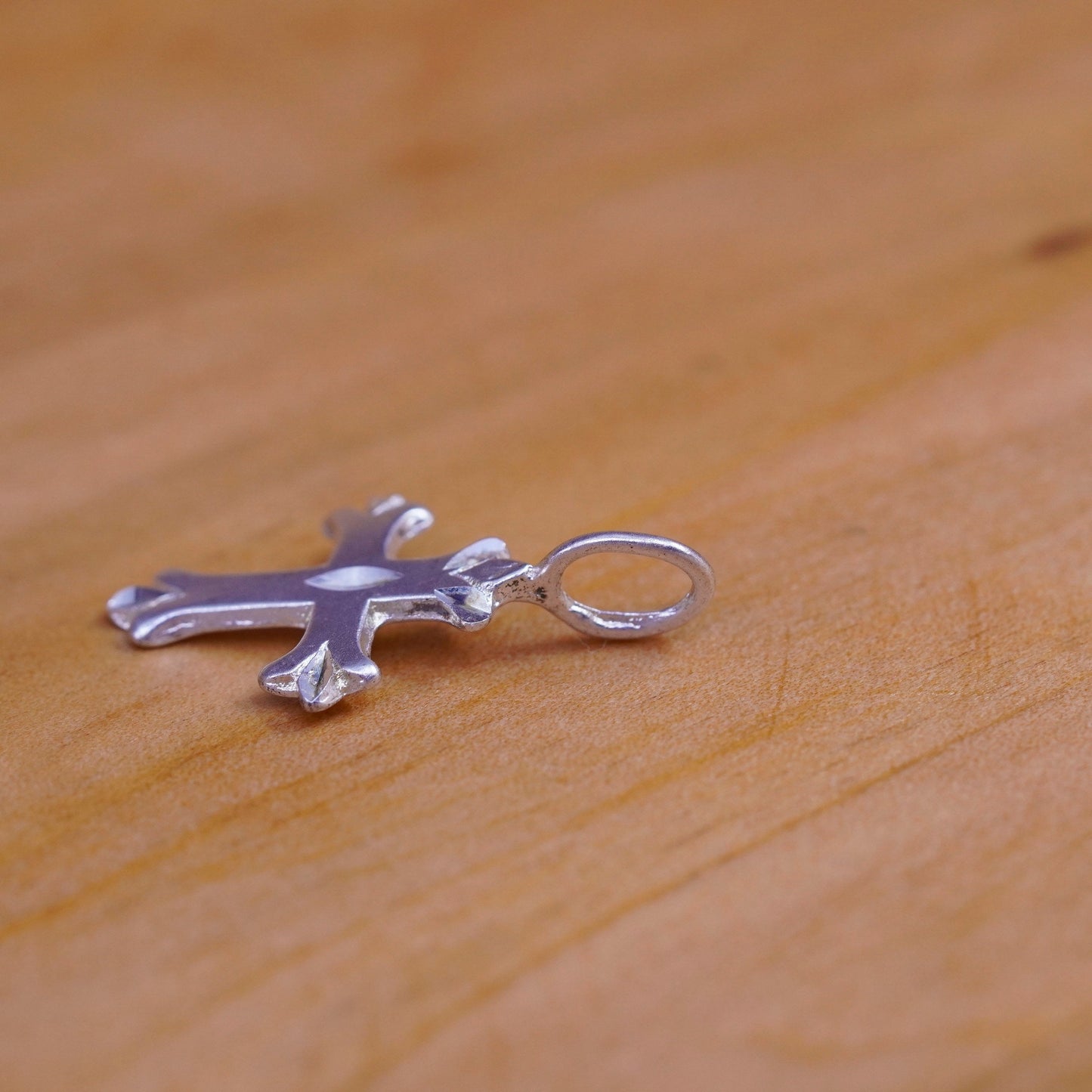 Vintage Sterling silver handmade pendant, 925 textured cross