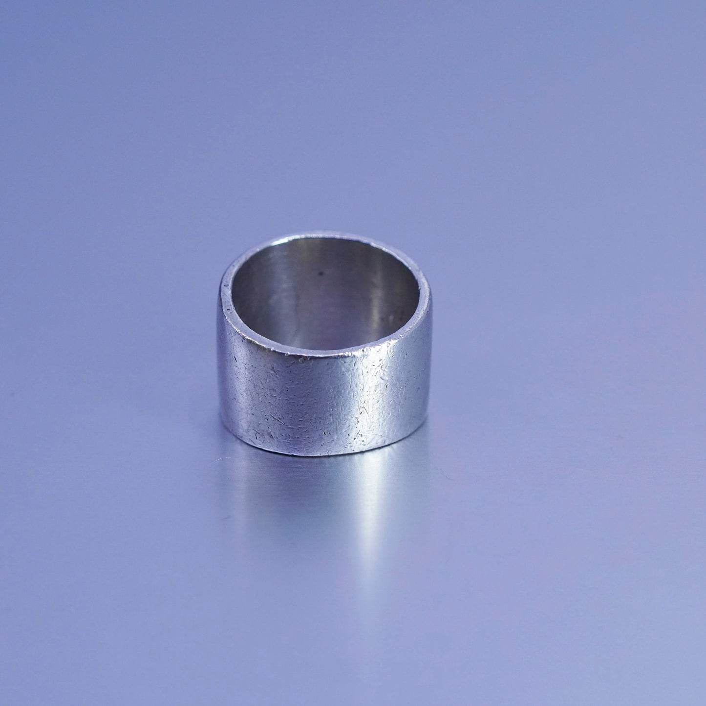 Size 6.75, vintage statement Sterling 925 silver handmade ring, band with cross