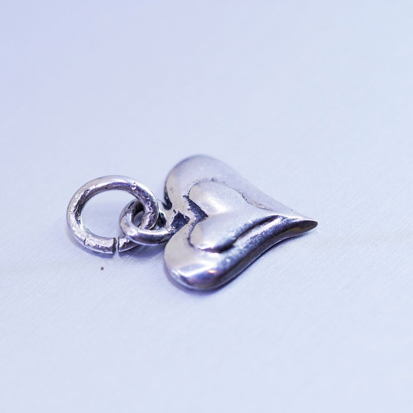 antique sterling 925 silver heart charm pendant