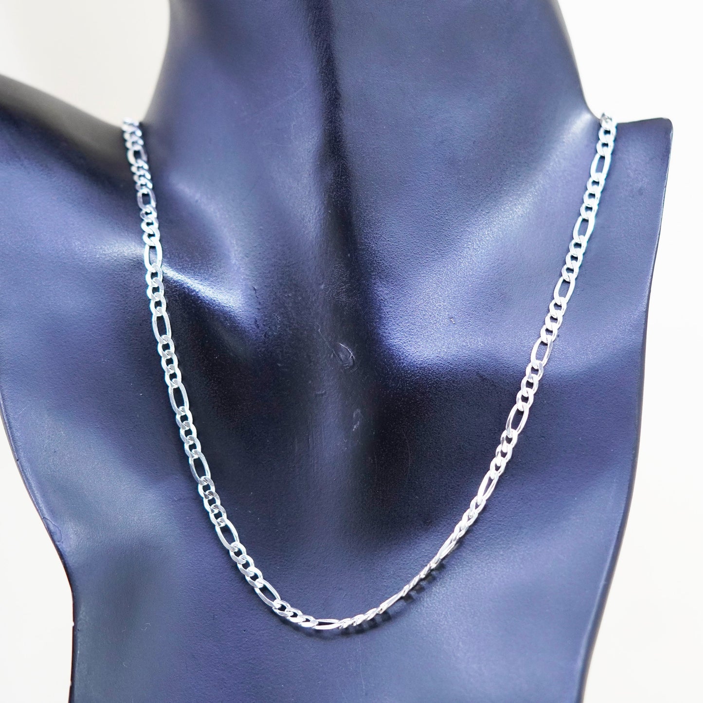 20”, 4mm, Vintage sterling silver figaro chain, bold 925 men’s necklace