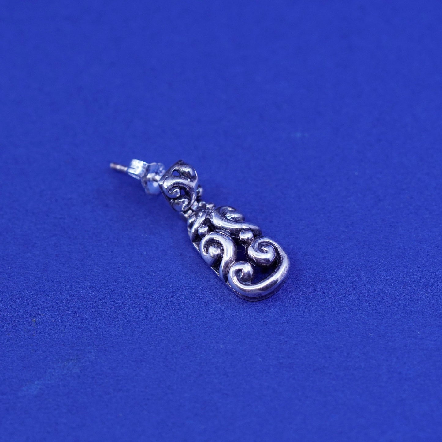 Vintage Sterling silver handmade earrings, 925 teardrop with filigree