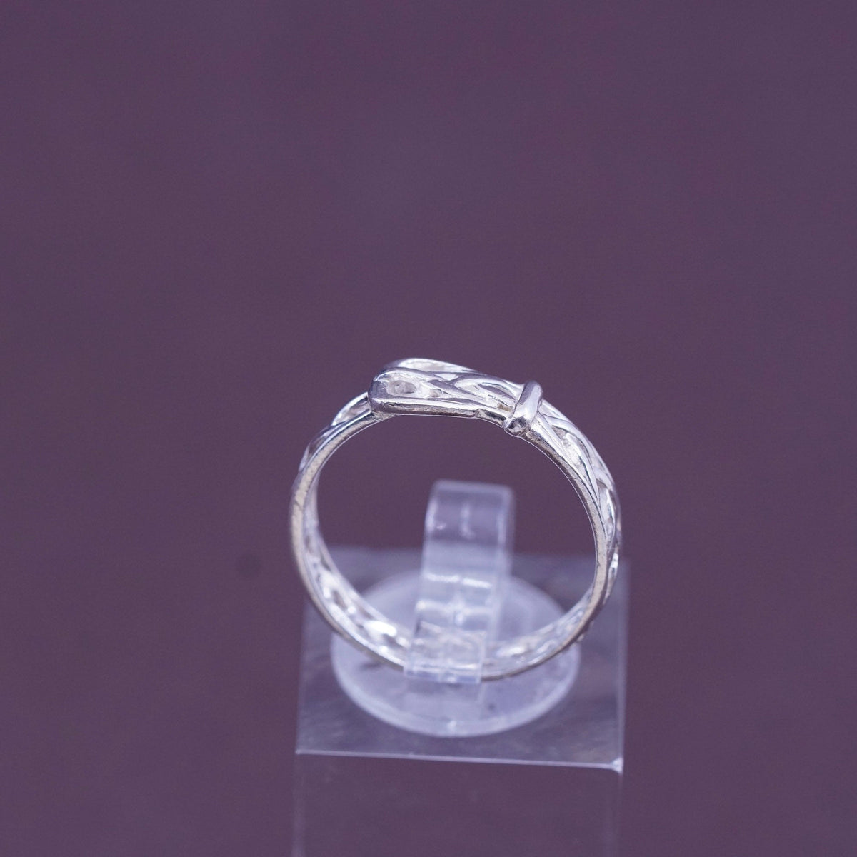 Size 8.25, vintage Sterling silver handmade belt ring, 925 filigree band