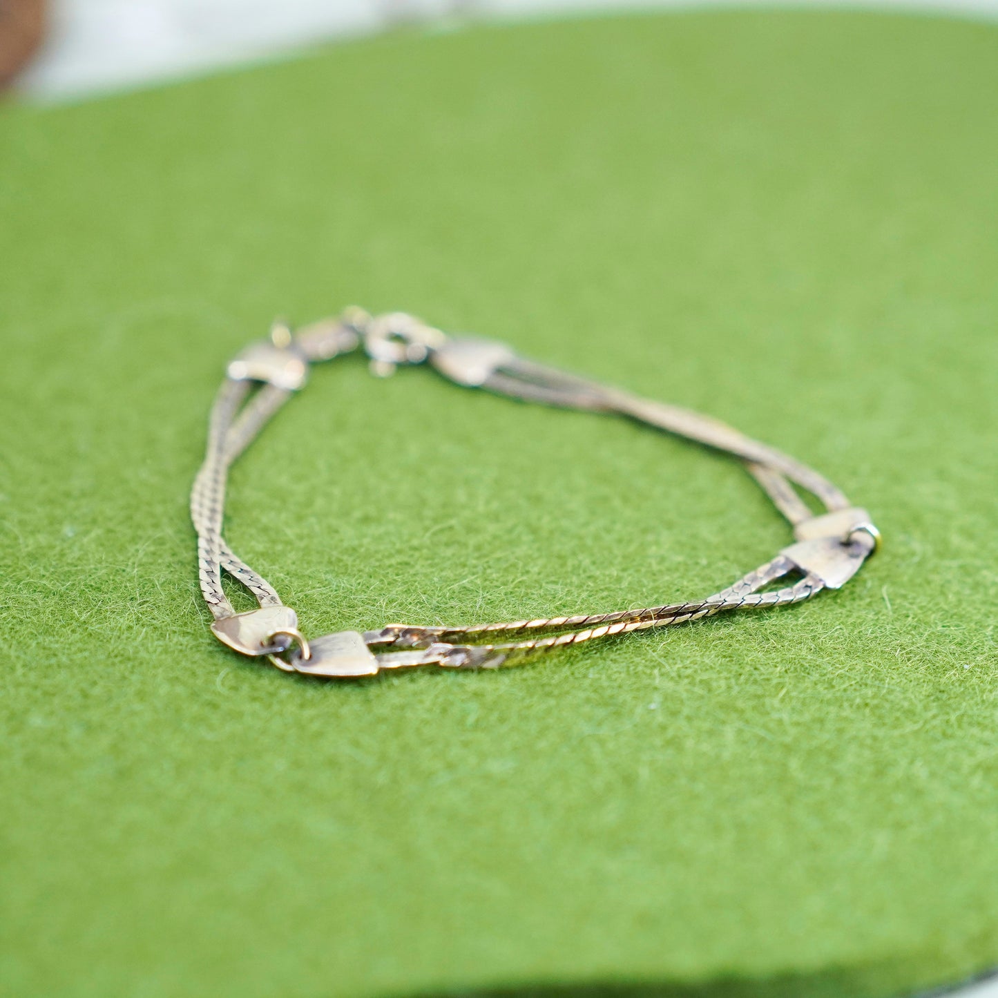 7.5”, vtg vermeil gold over sterling silver bracelet, Italian 925 nugget chain