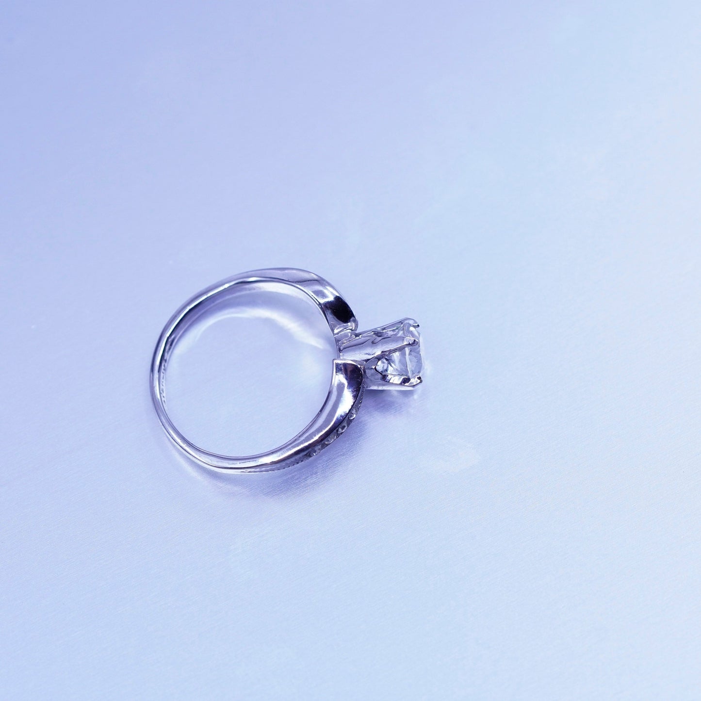 Size 5.25, vintage Sterling 925 silver handmade engagement ring with Cz