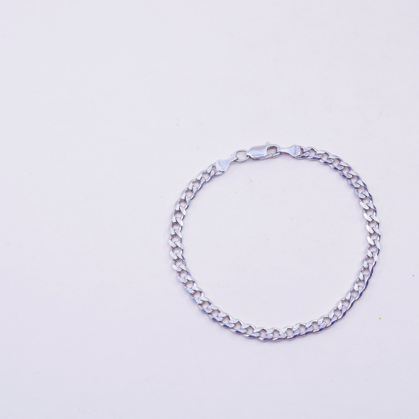 7.25”, 5mm, Vintage sterling 925 silver flatten curb bracelet