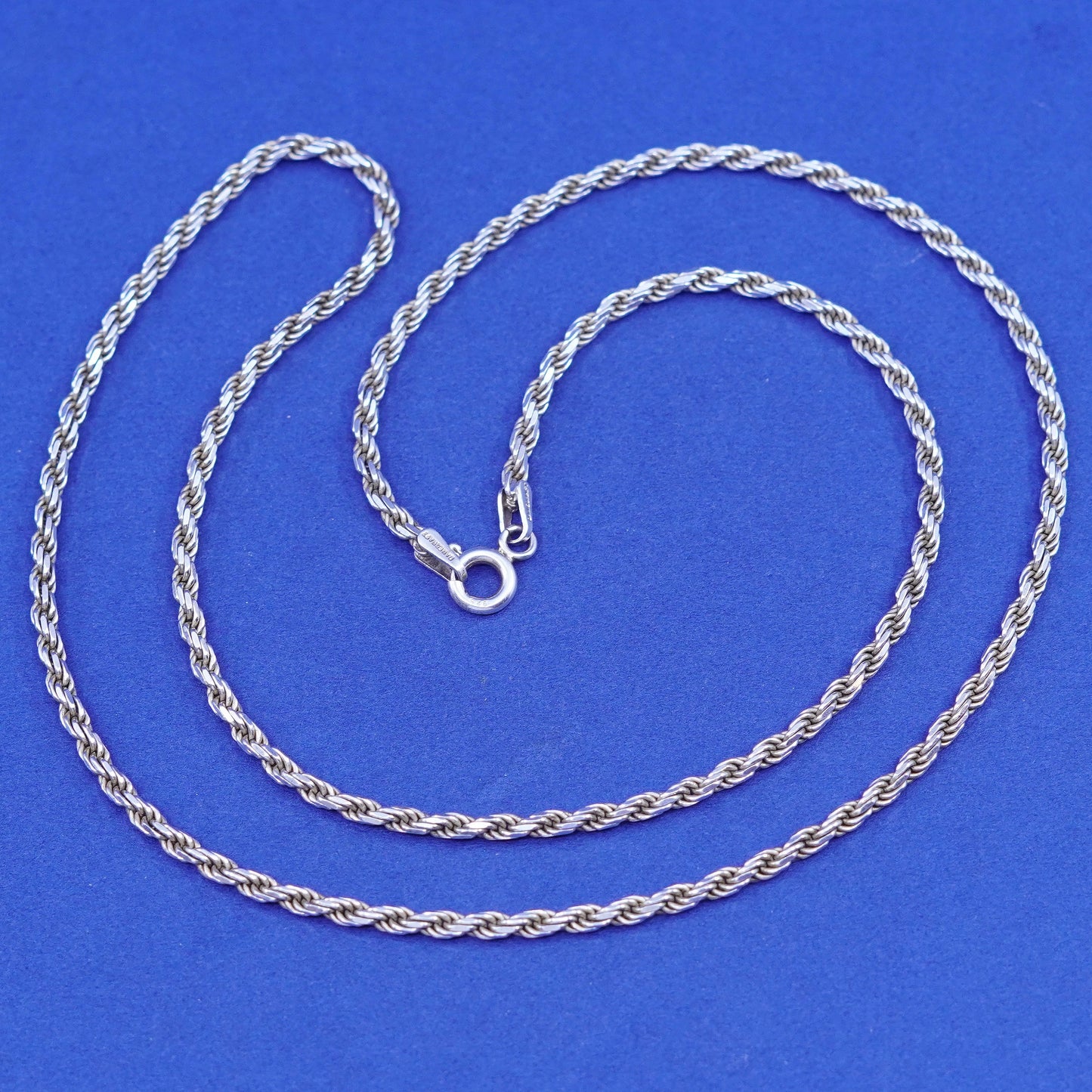 20”, 2mm, vintage Sterling silver handmade necklace, 925 diamond rope chain
