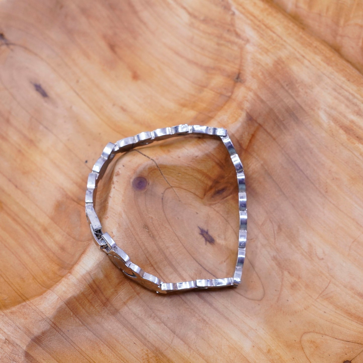 7”, vintage Sterling 925 silver XOXO handmade tennis chain bracelet