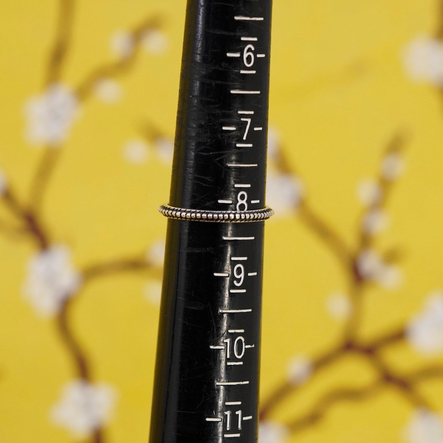 Size 8, vtg Sterling silver stackable handmade ring, 925 stackable band beads