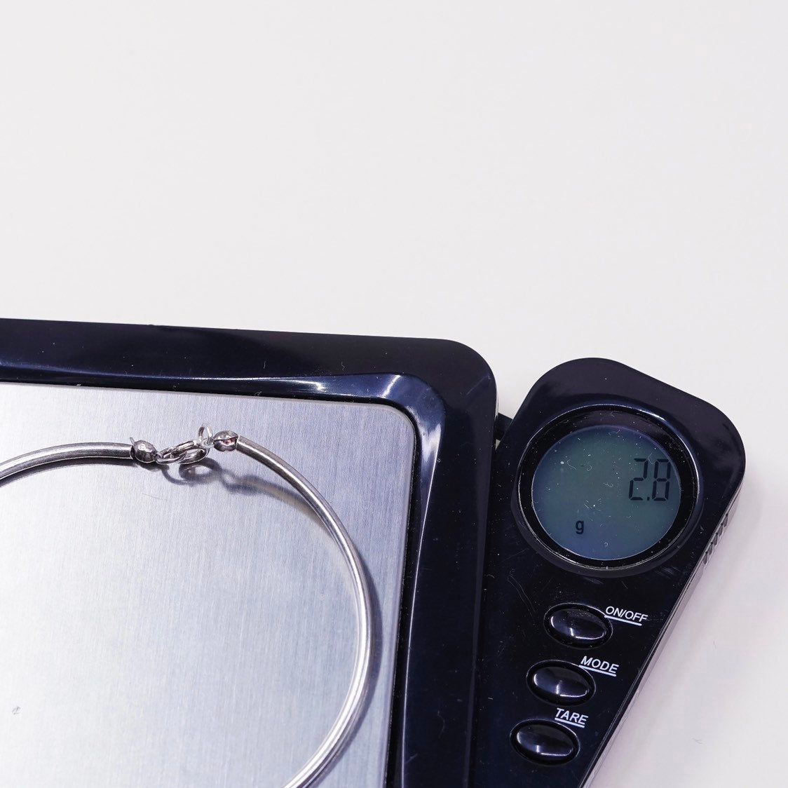 7", VTG sterling silver handmade bracelet, 925 bangle w/ beads N blue crystal