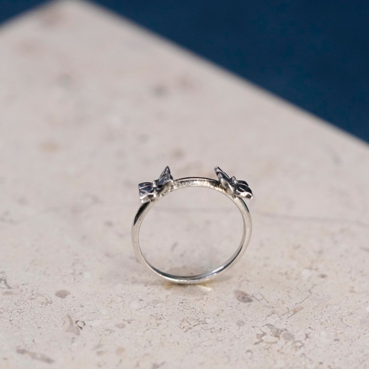 Size 8, vintage sterling silver handmade ring, 925 butterfly stackable band