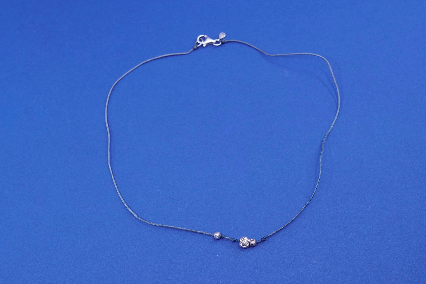 16”, vintage Silpada Sterling silver handmade green linen necklace