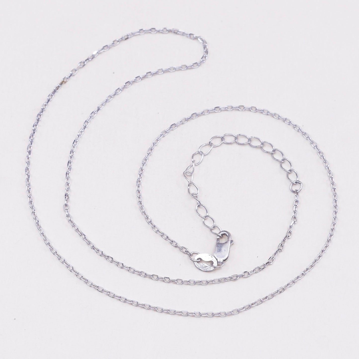 16+2”, 1mm, Vintage sterling silver flatten circle chain, Italy 925 necklace