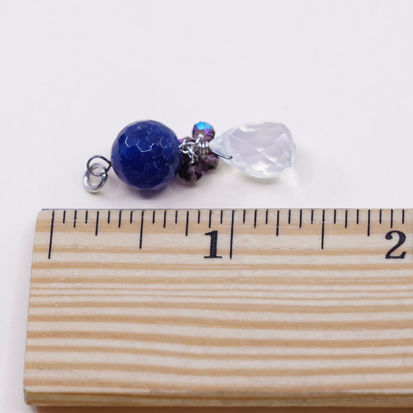 sterling sterling silver handmade pendant, 925 charm w/ lapis lazuli N crystal