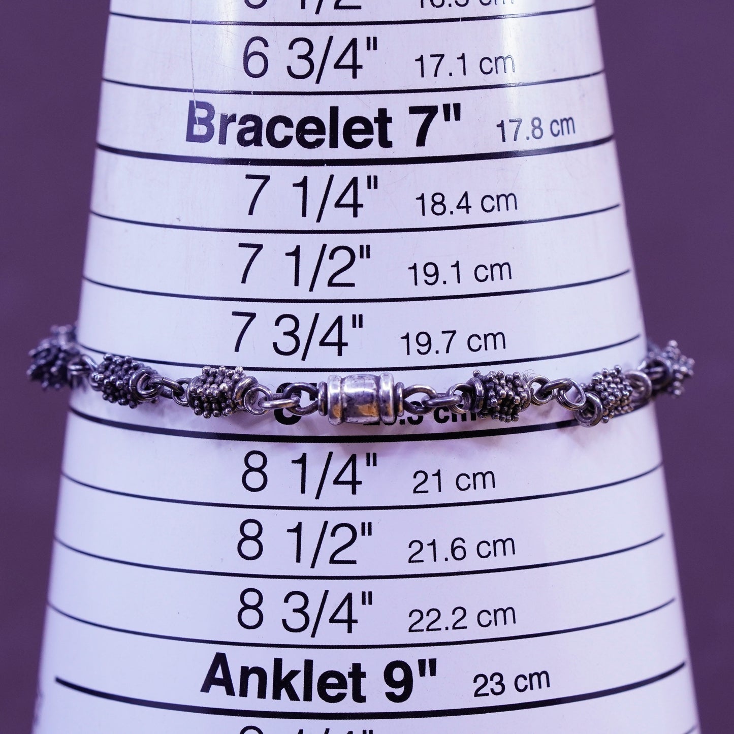 8”, Michael Dawkins jewelry Sterling 925 silver handmade bead bracelet chain