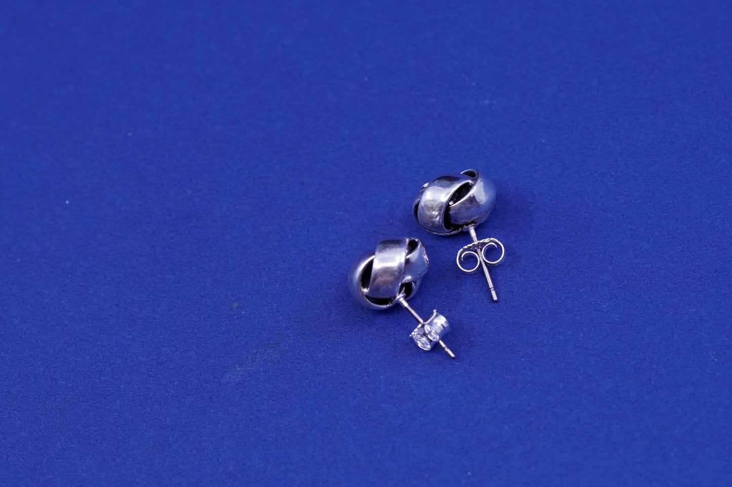 Vintage Sterling silver handmade earrings, 925 entwined studs