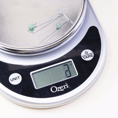 Amazing handmade Sterling 925 Silver earrings, 925 Wire Hooks W/ Jade Bead