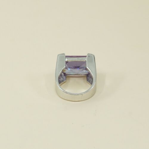Sz 6.25, Sterling Silver handmade Ring, 925 Silver Ring W/ amethyst n crystal