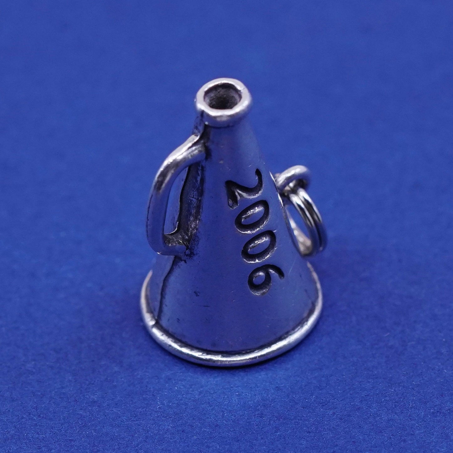 vtg sterling silver handmade pendant, 925 trumpet charm embossed “stampin up