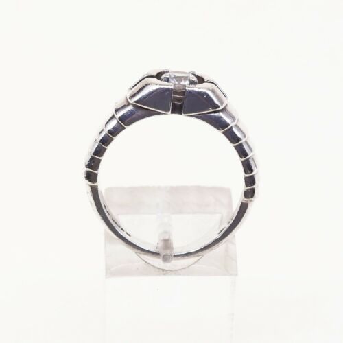 Sz 10, Sterling Silver Handmade Ring, 925 Silver cocktail statement Ring W/ Cz