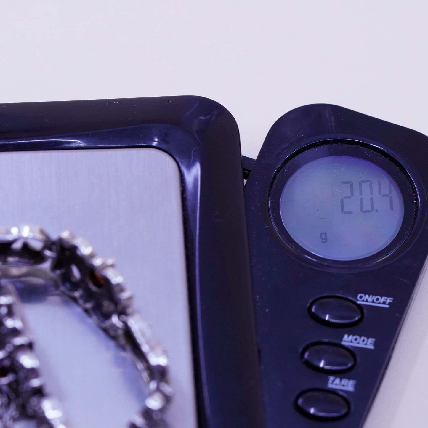 6.75”, Sterling Silver Handmade Bracelet, 925 chain with Marcasite ruby