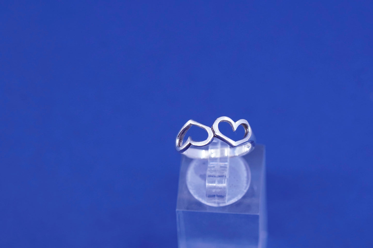 Size 5, vintage sterling silver handmade ring, 925 double heart band