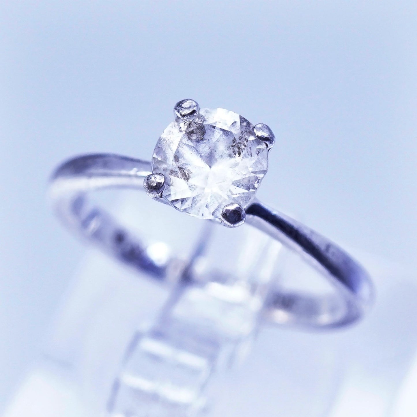 Size 5, vintage Avon Sterling 925 silver handmade engagement ring with Cz