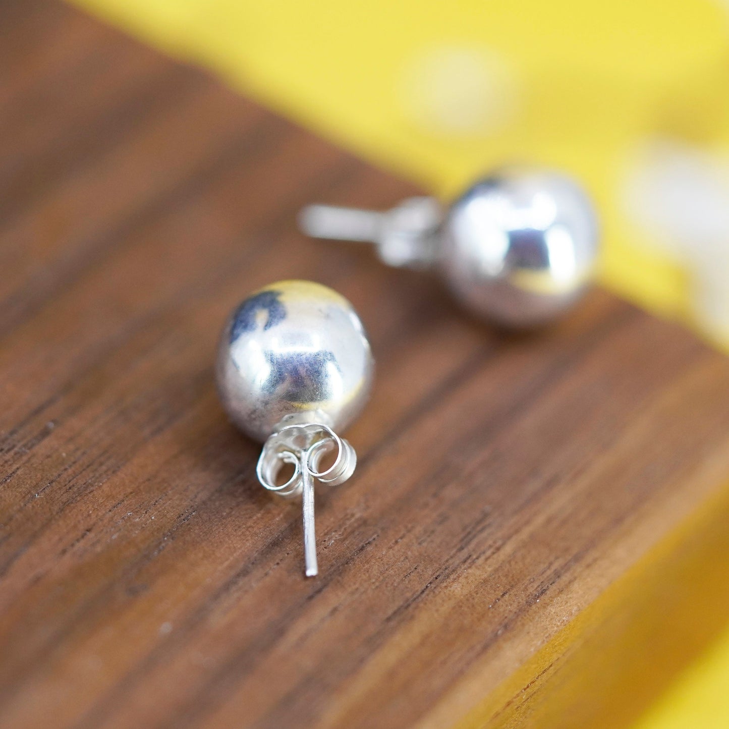 10mm, Vintage Sterling silver beads studs, 925 earrings