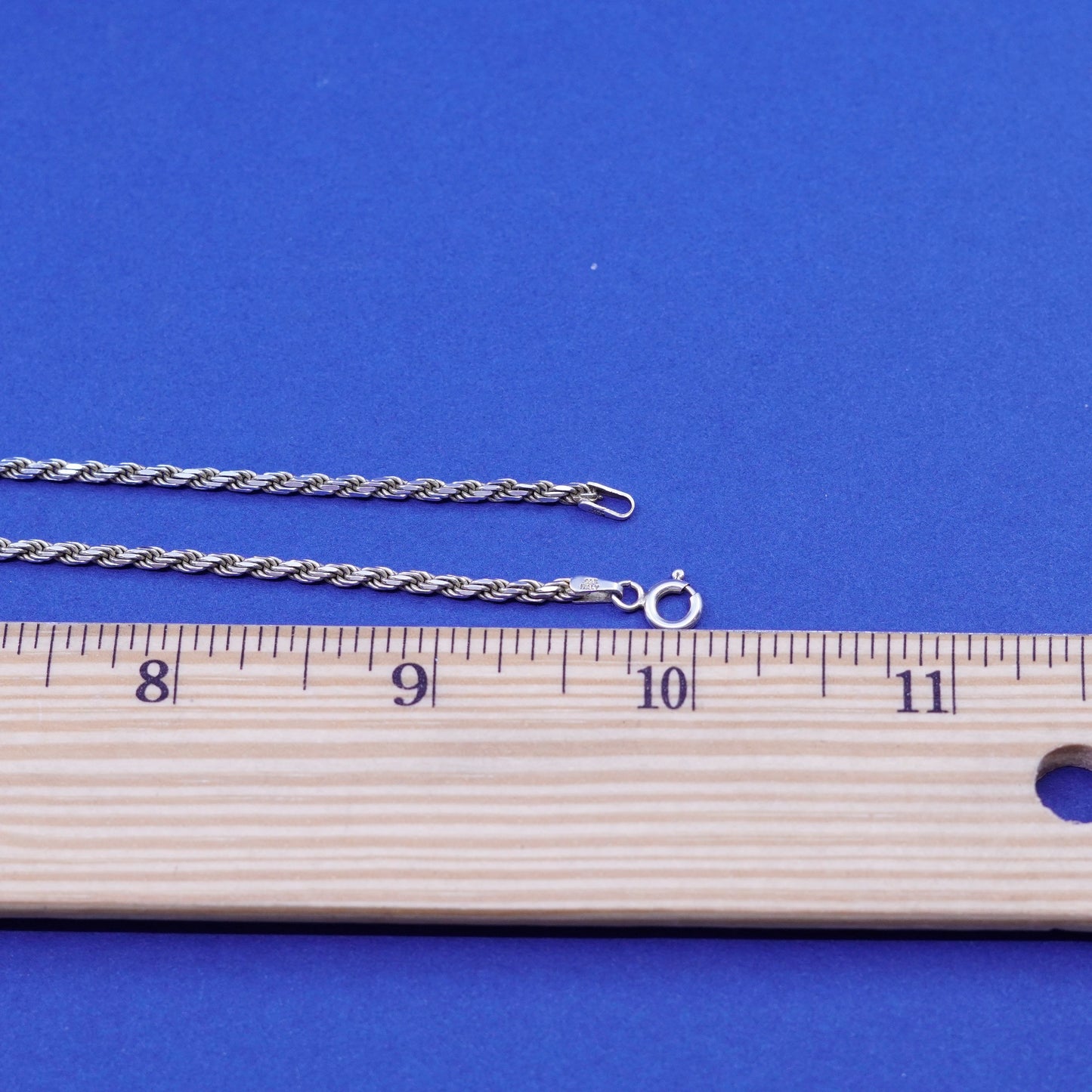 20”, 2mm, vintage Sterling silver handmade necklace, 925 diamond rope chain