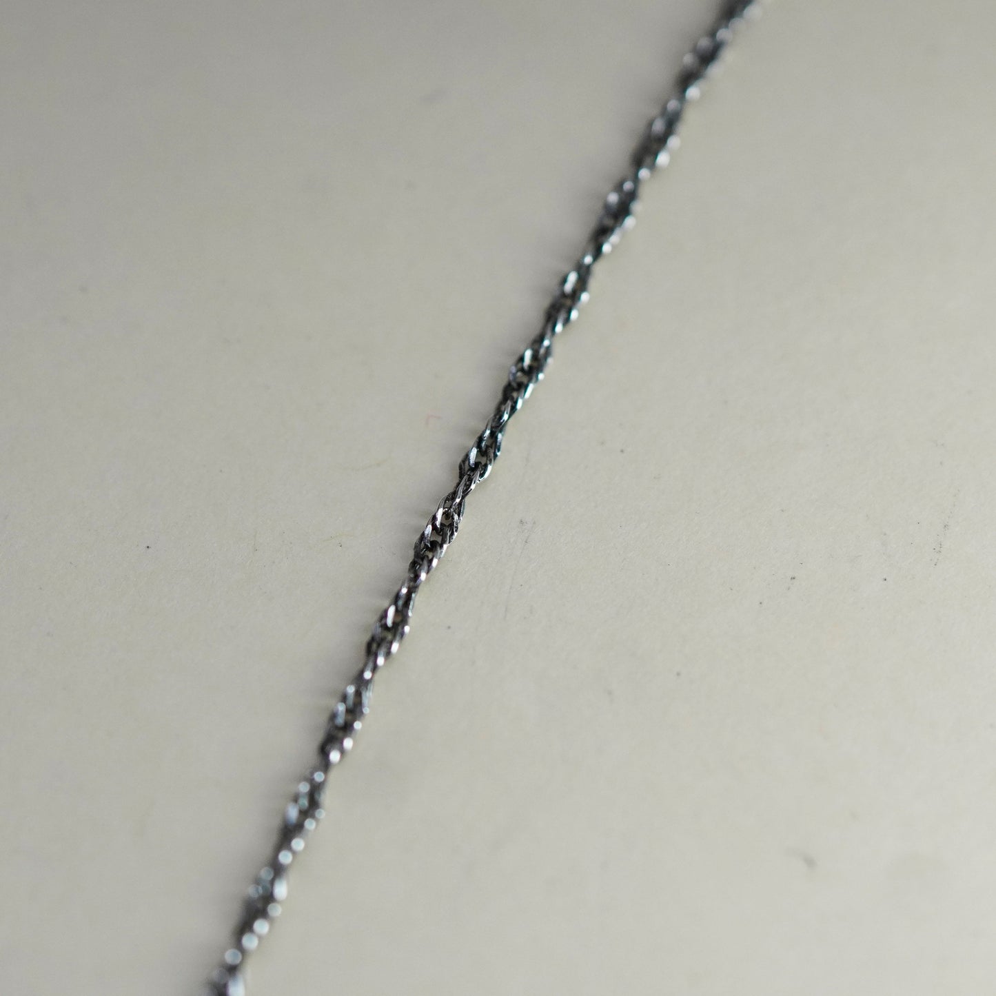 30”, 1.6mm, Vintage sterling silver Italy 925 oxidized rope chain, necklace