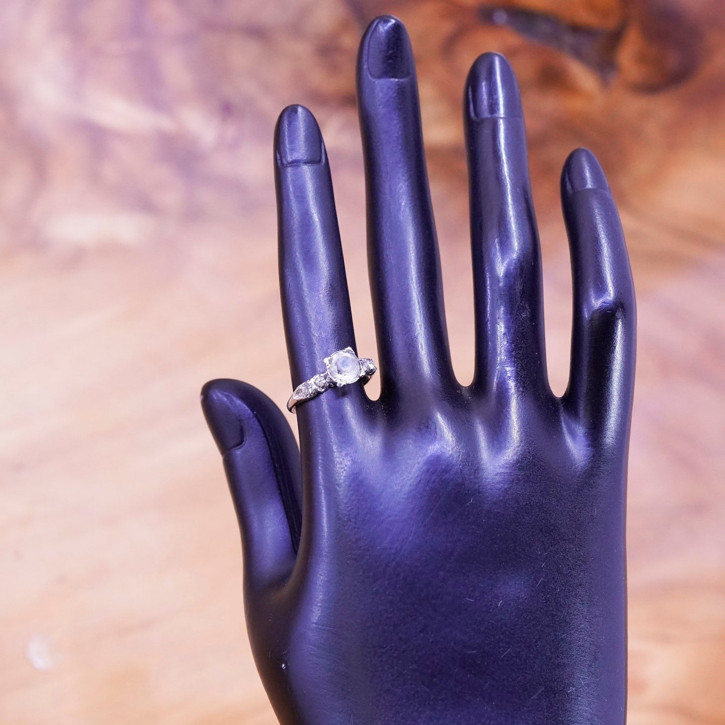 Size 6.25, vintage Sterling 925 silver ring with cz