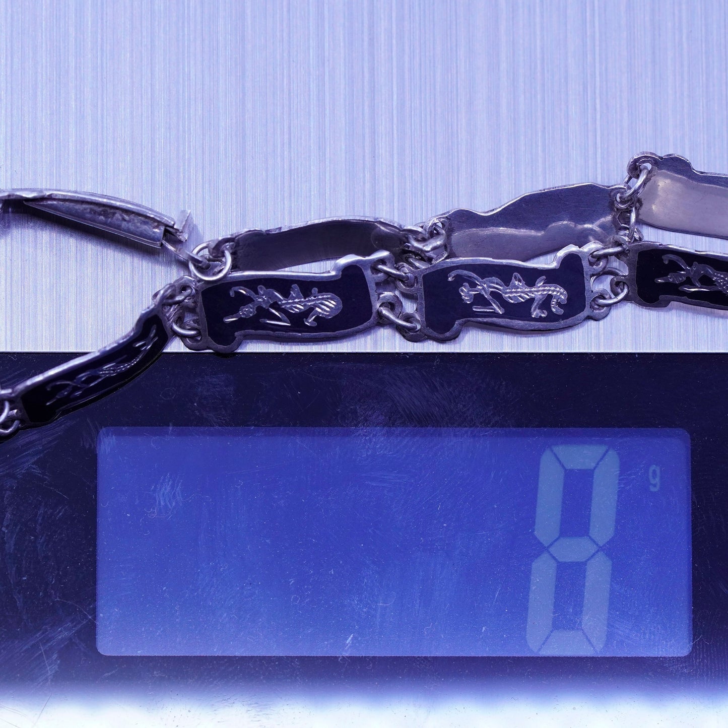 7.25”, Vintage Sterling 925 silver handmade tennis bracelet with goddess
