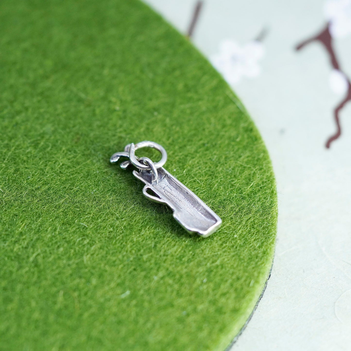 Vintage sterling silver handmade charm, 925 golf club bag pendant
