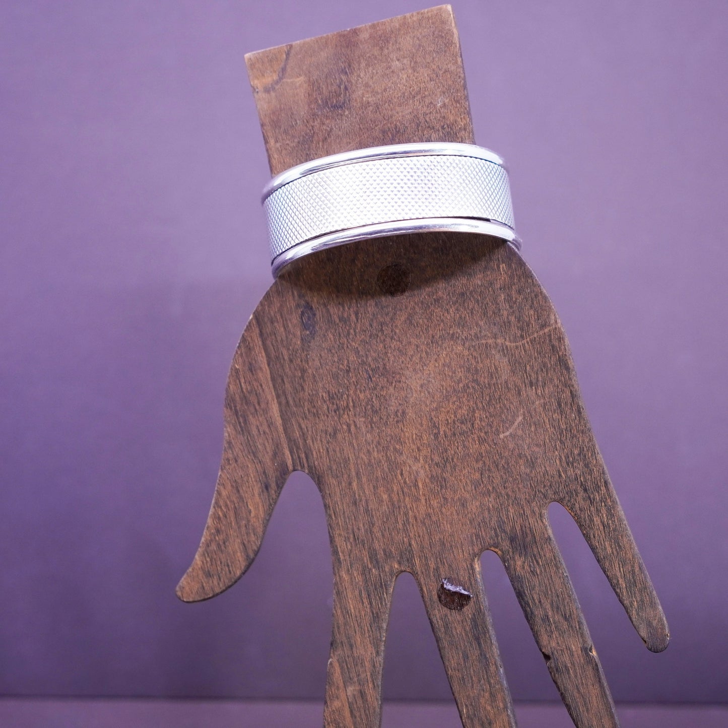 7”, Vintage Mexico Sterling silver handmade bracelet, textured 925 cuff