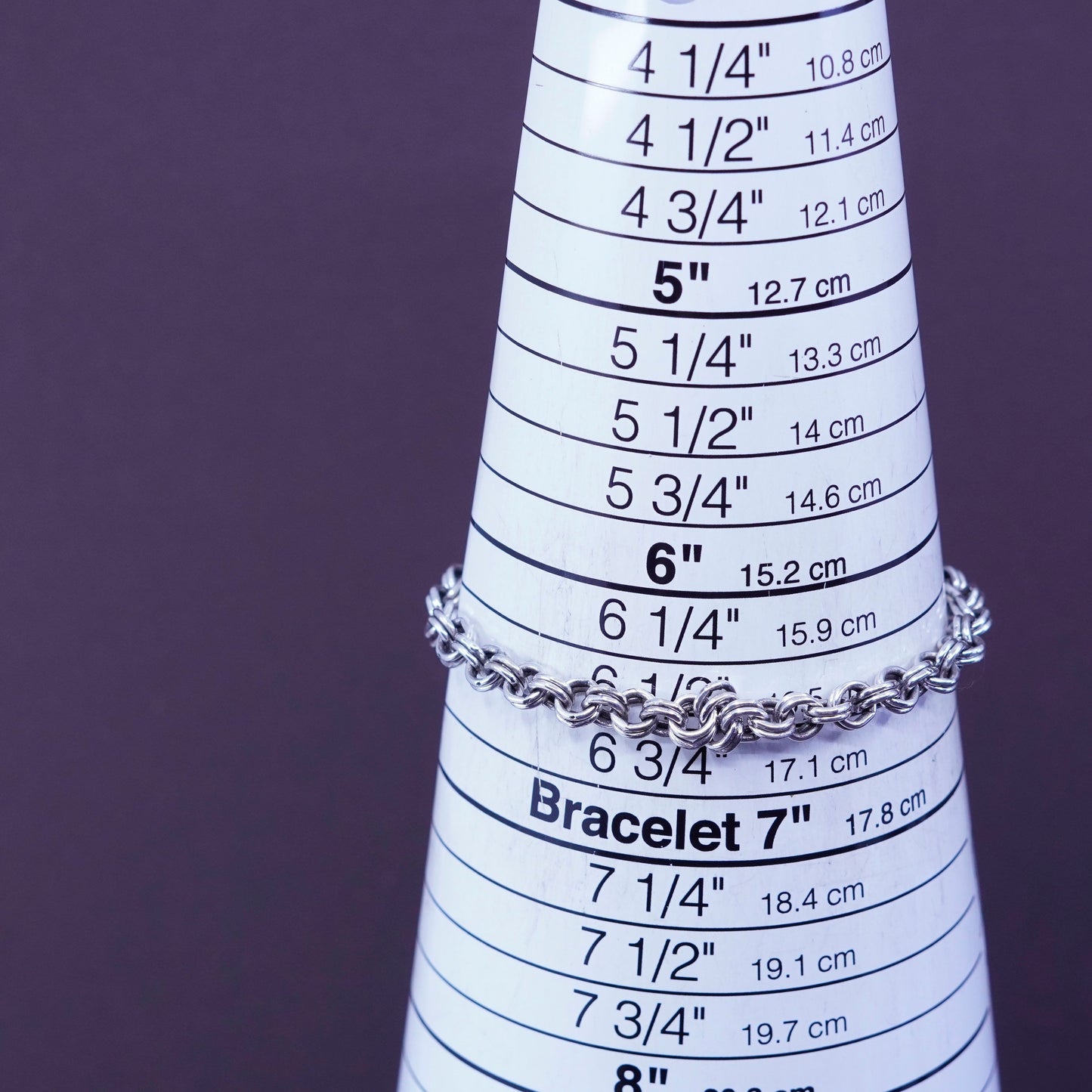 6.5”, Sterling silver handmade charm bracelet, 925 double circle link chai