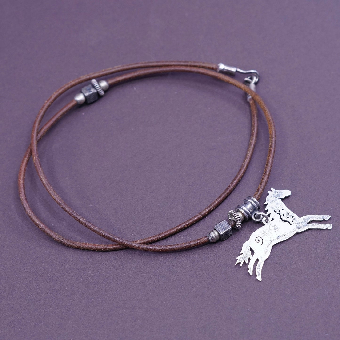 18”, Hopi Wes Willie Navajo Sterling 925 silver Native American horse necklace