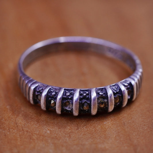 Size 6, vintage Sterling silver ring with marcasite, 925 stackable band