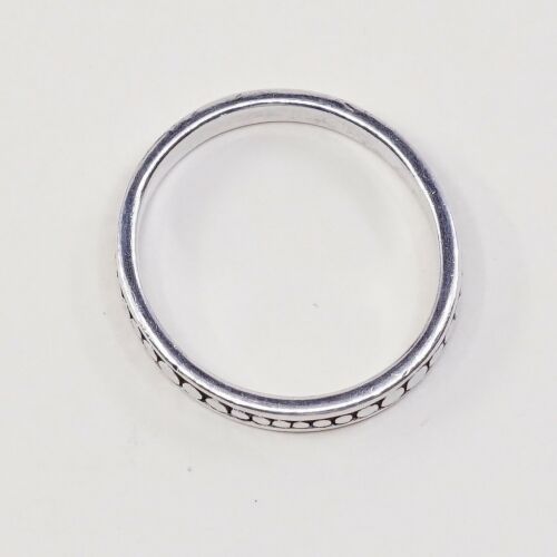 Size 8.5, Vtg stackable Sterling Silver Handmade Ring 925 Band W/ Beads