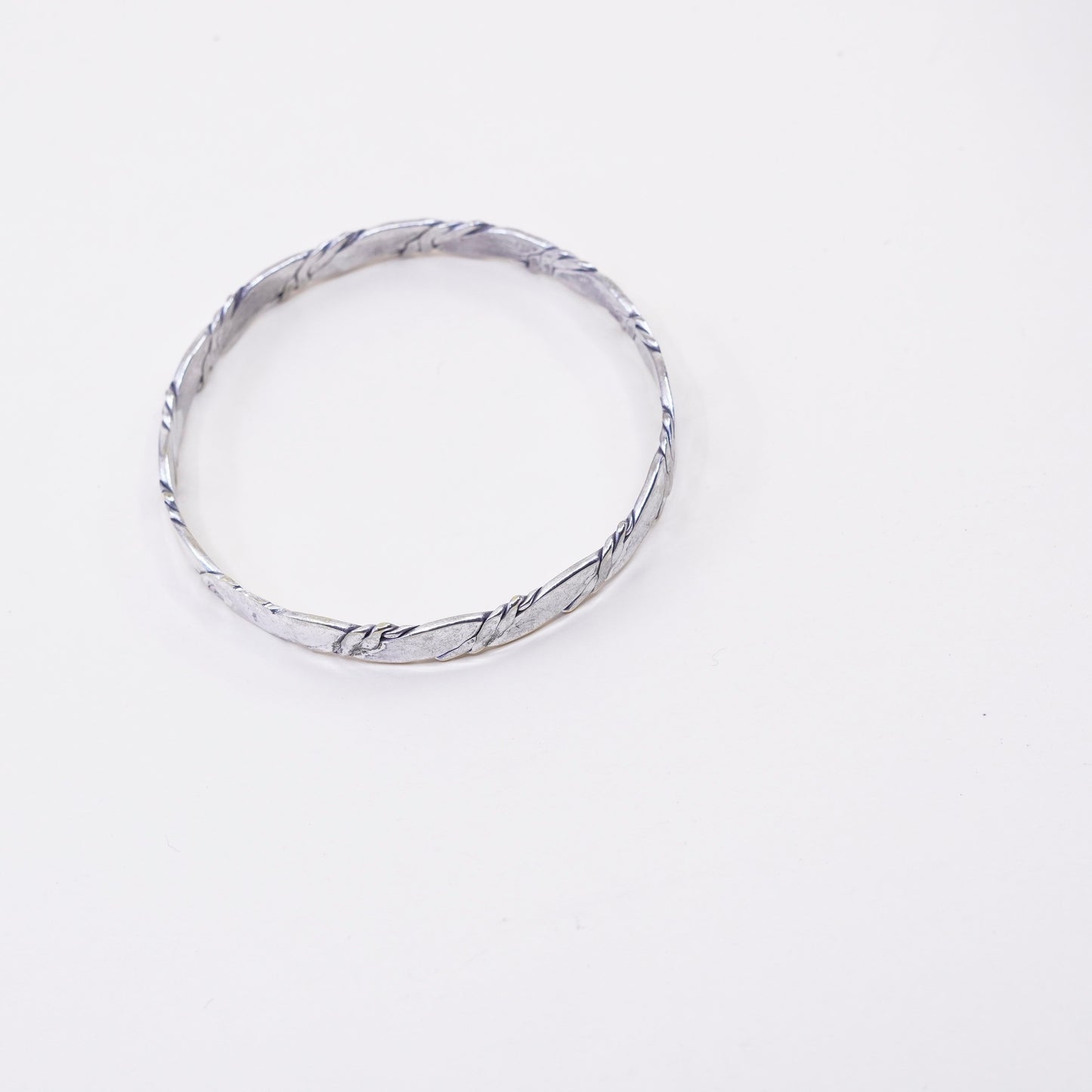 8”, Vintage sterling silver handmade bracelet, Mexico 925 cable bangle
