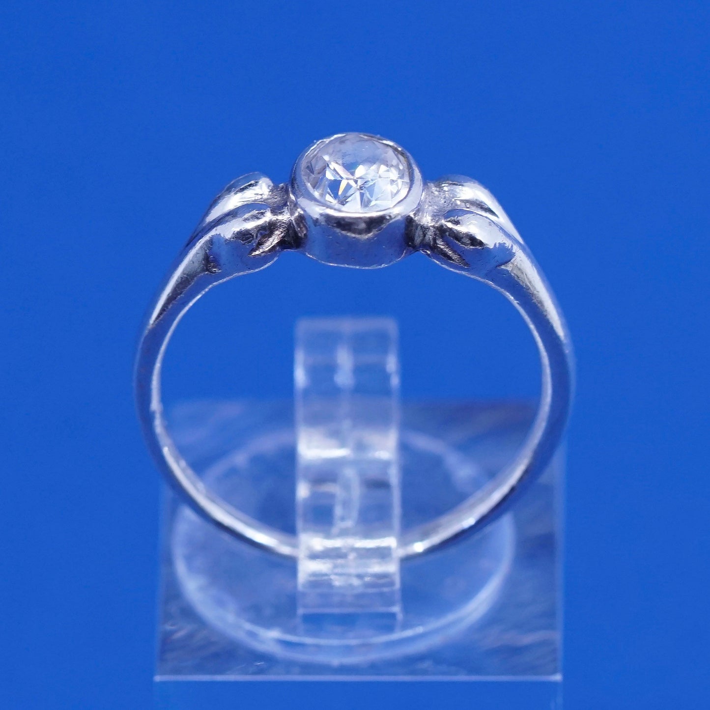 Size 7.5, vintage Sterling silver handmade ring, 925 engagement ring with cz
