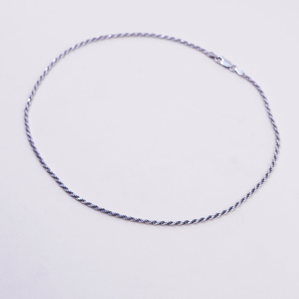 16” 2mm, vintage sterling silver necklace, 925 Singapore rope chain