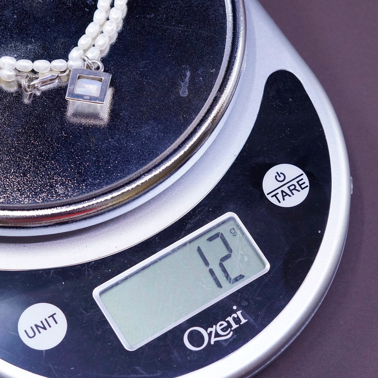 14", Sterling silver handmade necklace, 925 pendant w/ moonstone N pearl bead