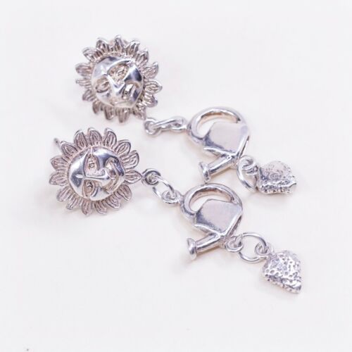 Shube Sterling 925 Silver Handmade Sun Face Earrings W/ Water Pot N Strewberry