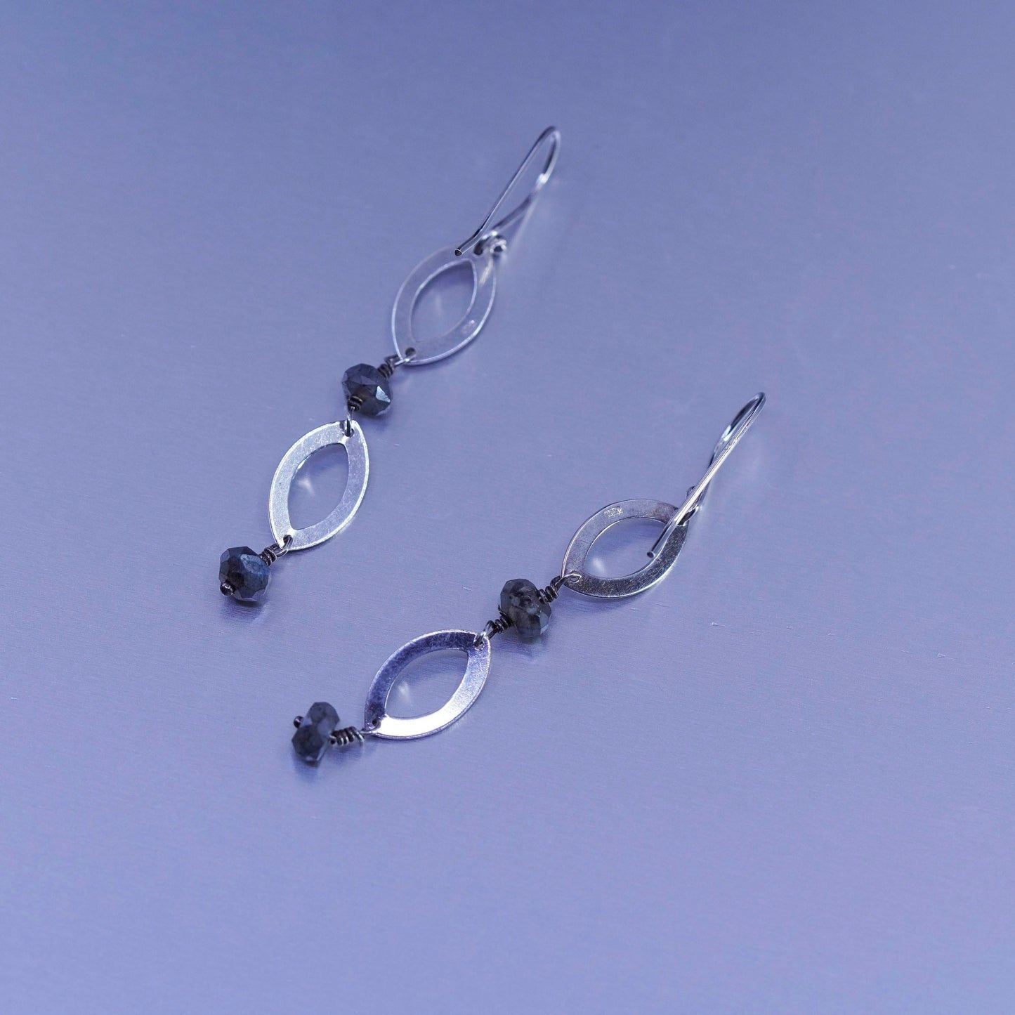 Vintage Sterling 925 silver handmade earrings with hematite