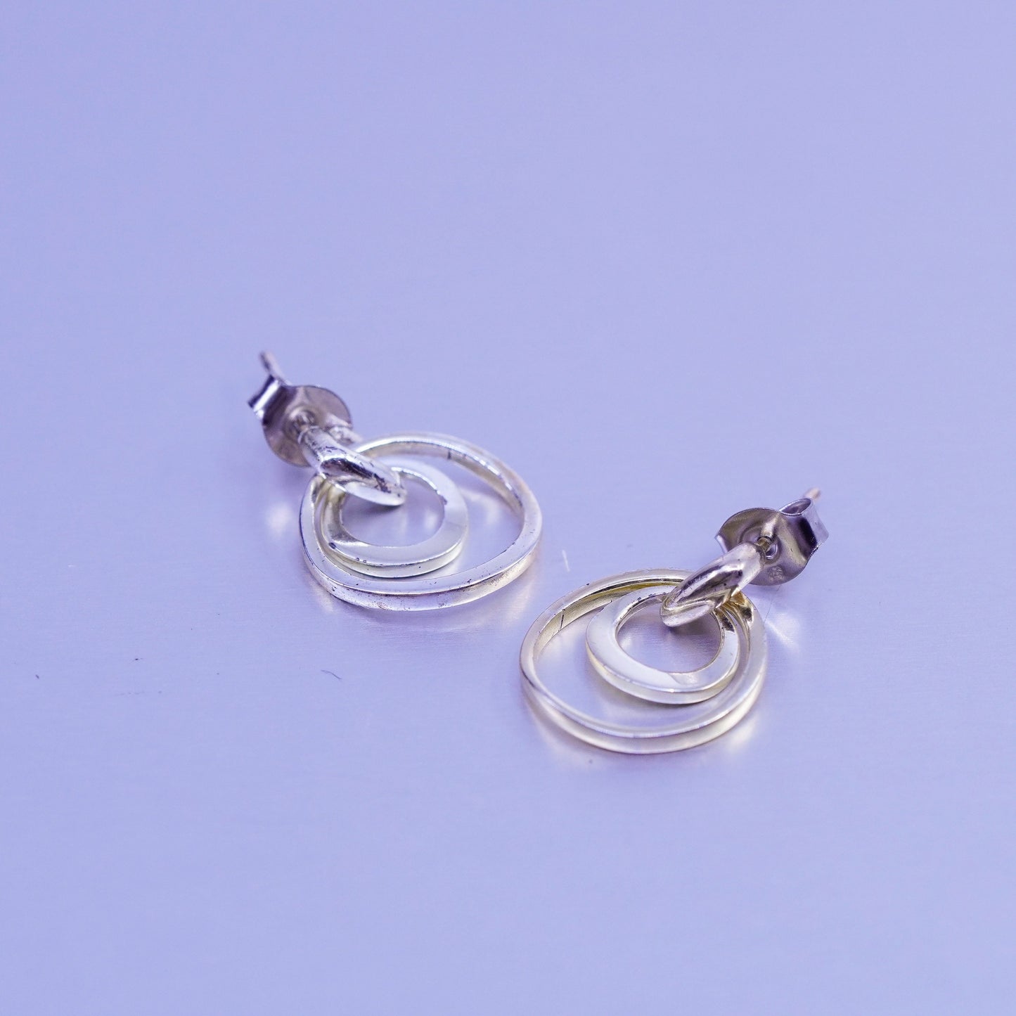 Vintage vermeil gold filled Sterling 925 silver entwined circle earrings