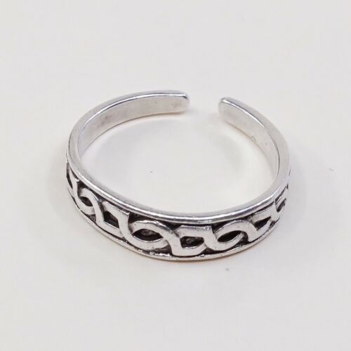 Sz 3.75, Vtg Sterling Silver Handmade Ring, Woven Braided 925 Open End Band