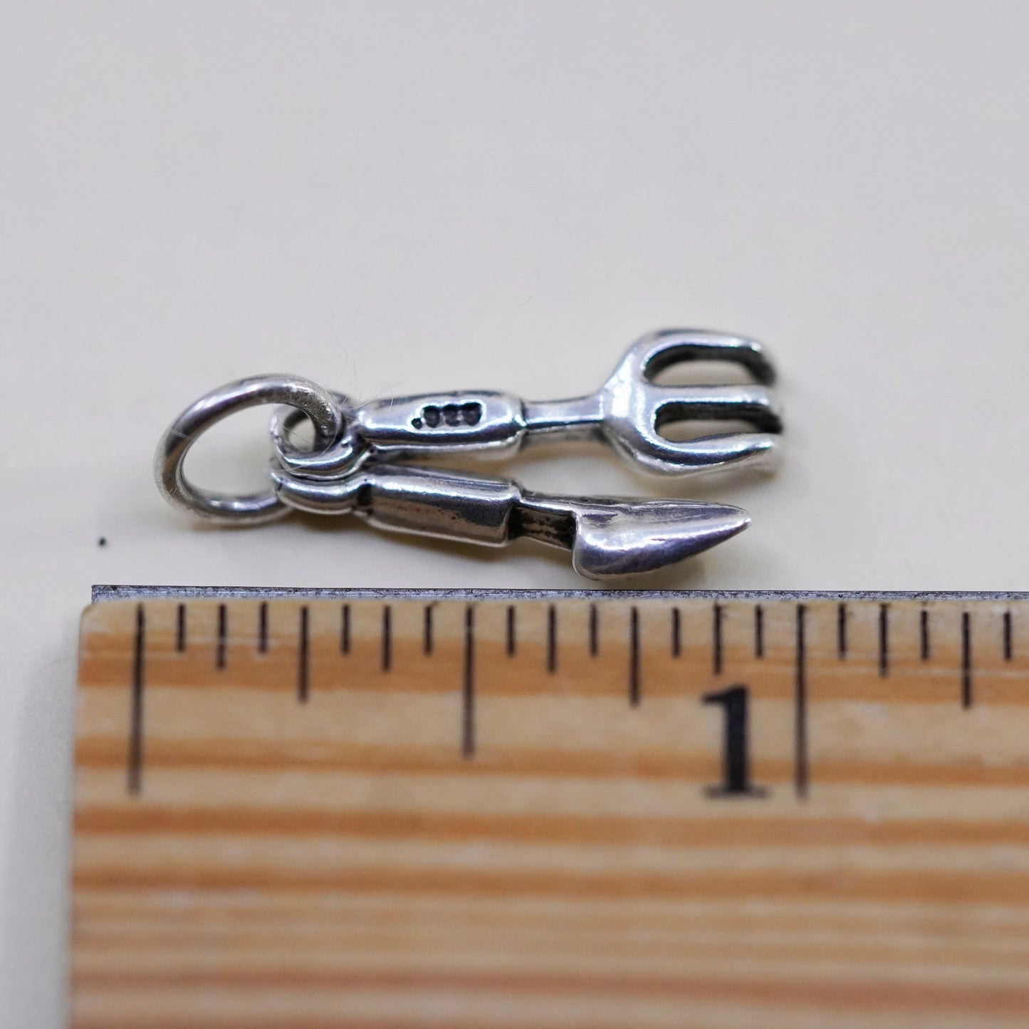 Vintage sterling silver handmade pendant, 925 trowel weeder charms