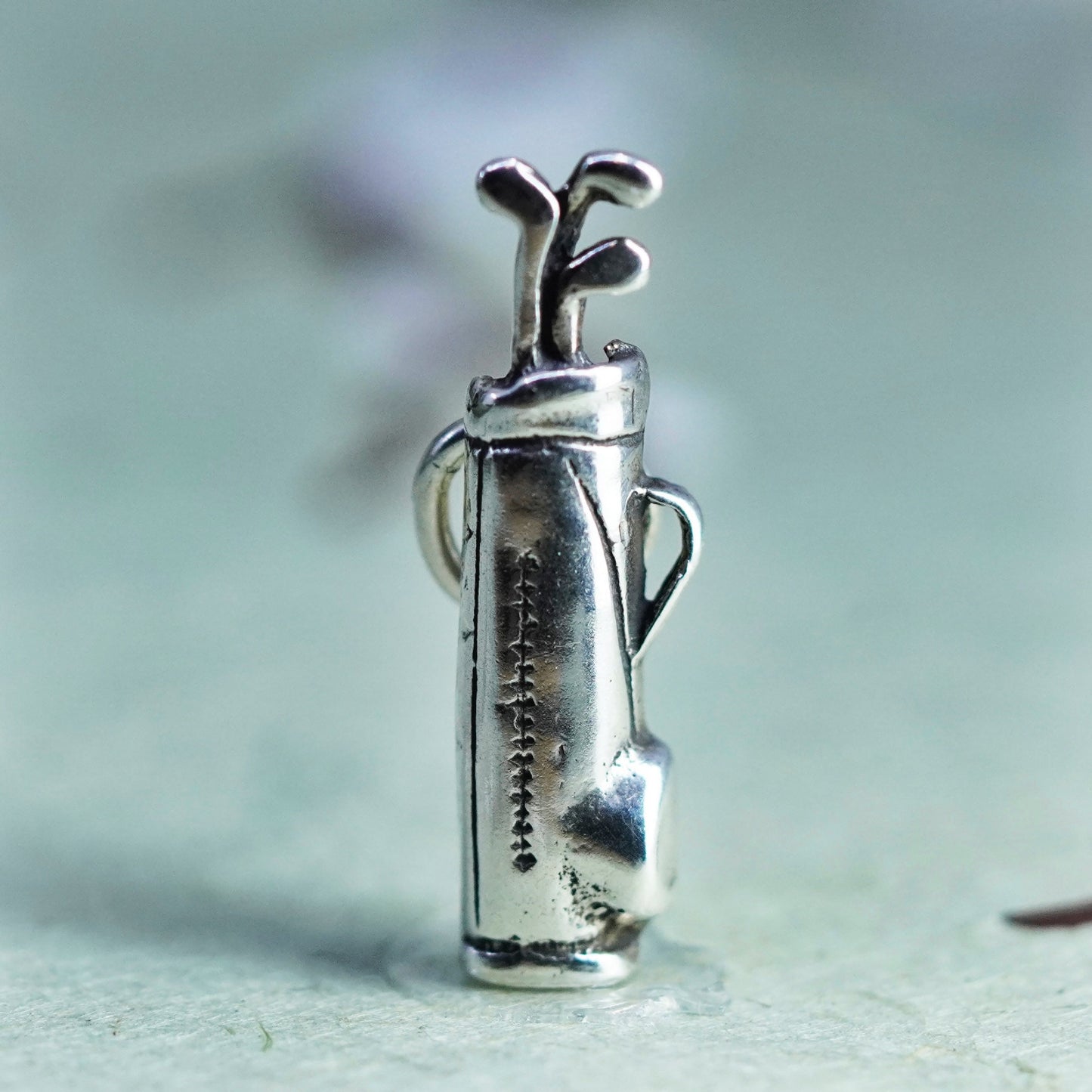 Vintage sterling silver handmade charm, 925 golf club bag pendant