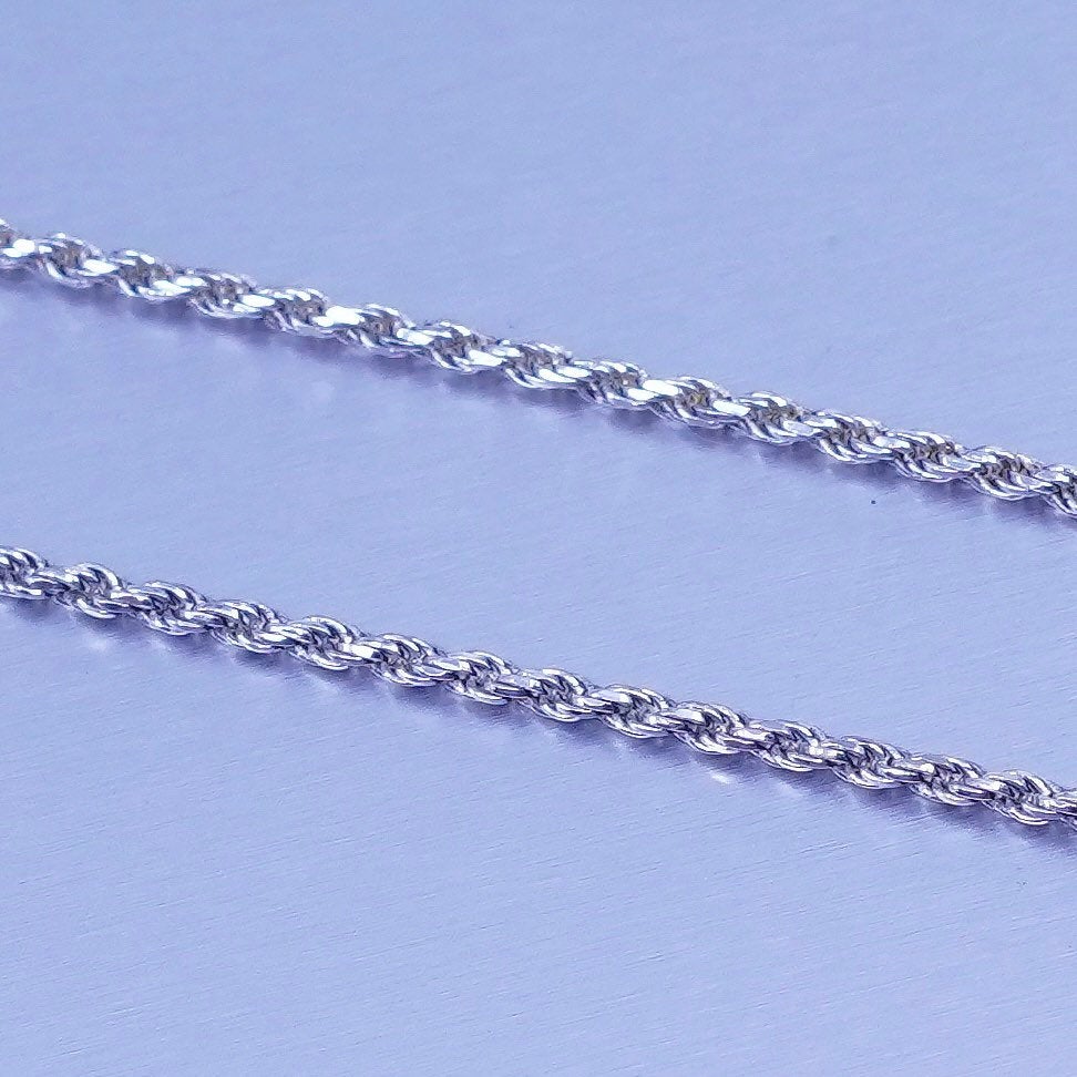 30” 1mm, vintage Sterling 925 silver rope chain necklace