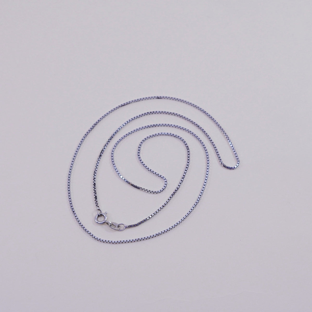 23”, 1mm, Vintage Italian sterling 925 silver box chain, necklace