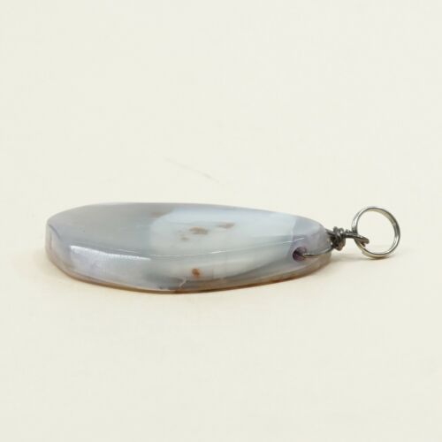 Vtg Huge 925 Sterling Silver Handmade Pendant W/ agate, Silver Tesyed